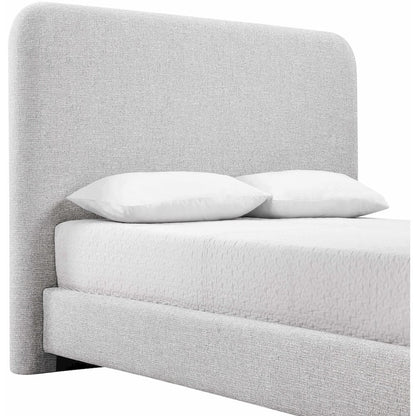 Fira Grey Linen Textured Fabric Upholstered Queen Bed
