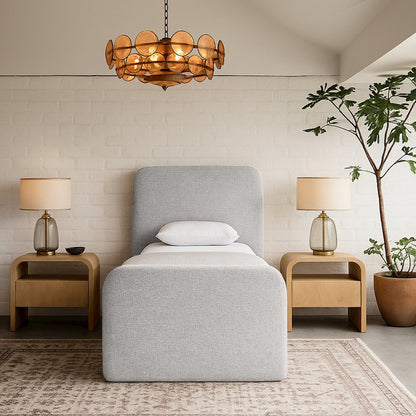 Fira Grey Linen Textured Fabric Upholstered Twin Bed