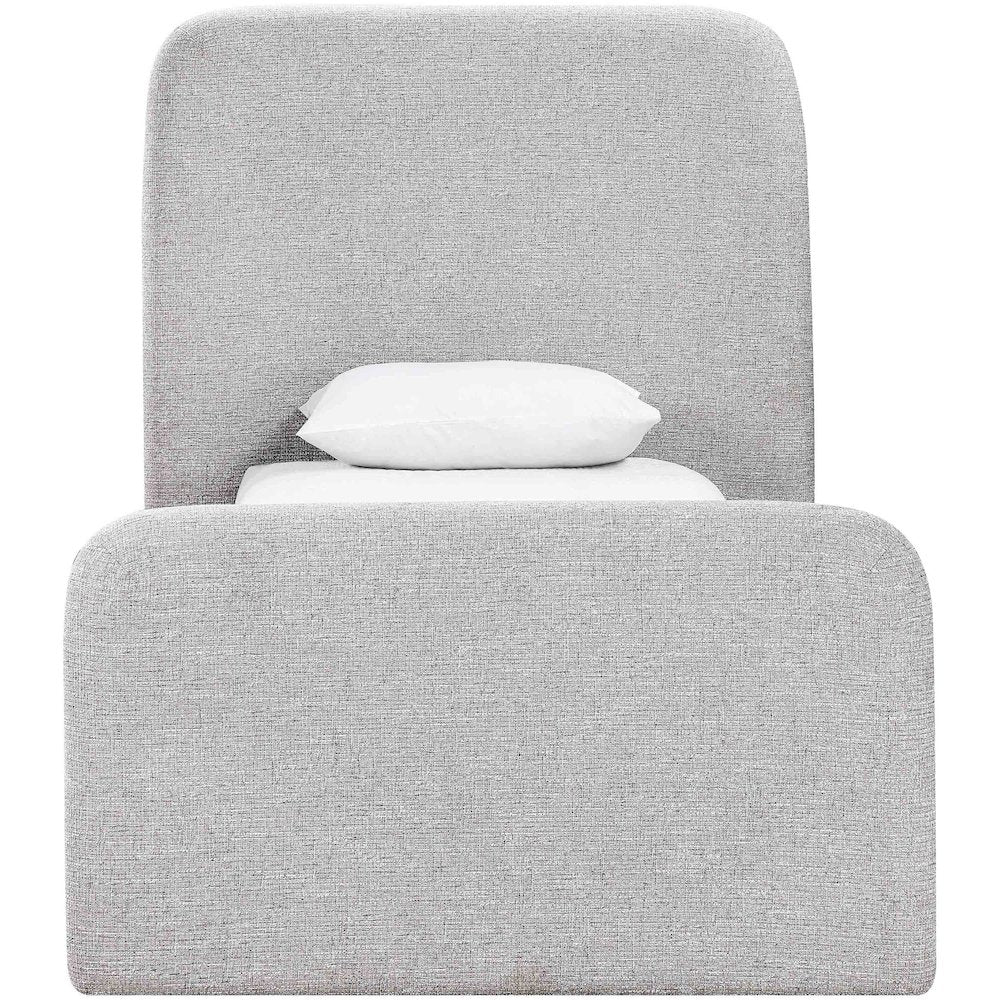 Fira Grey Linen Textured Fabric Upholstered Twin Bed