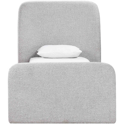 Fira Grey Linen Textured Fabric Upholstered Twin Bed