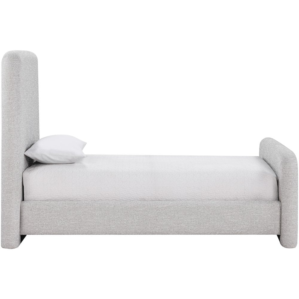 Fira Grey Linen Textured Fabric Upholstered Twin Bed