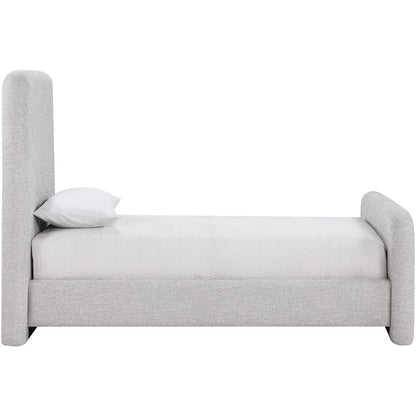 Fira Grey Linen Textured Fabric Upholstered Twin Bed