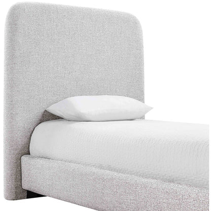 Fira Grey Linen Textured Fabric Upholstered Twin Bed