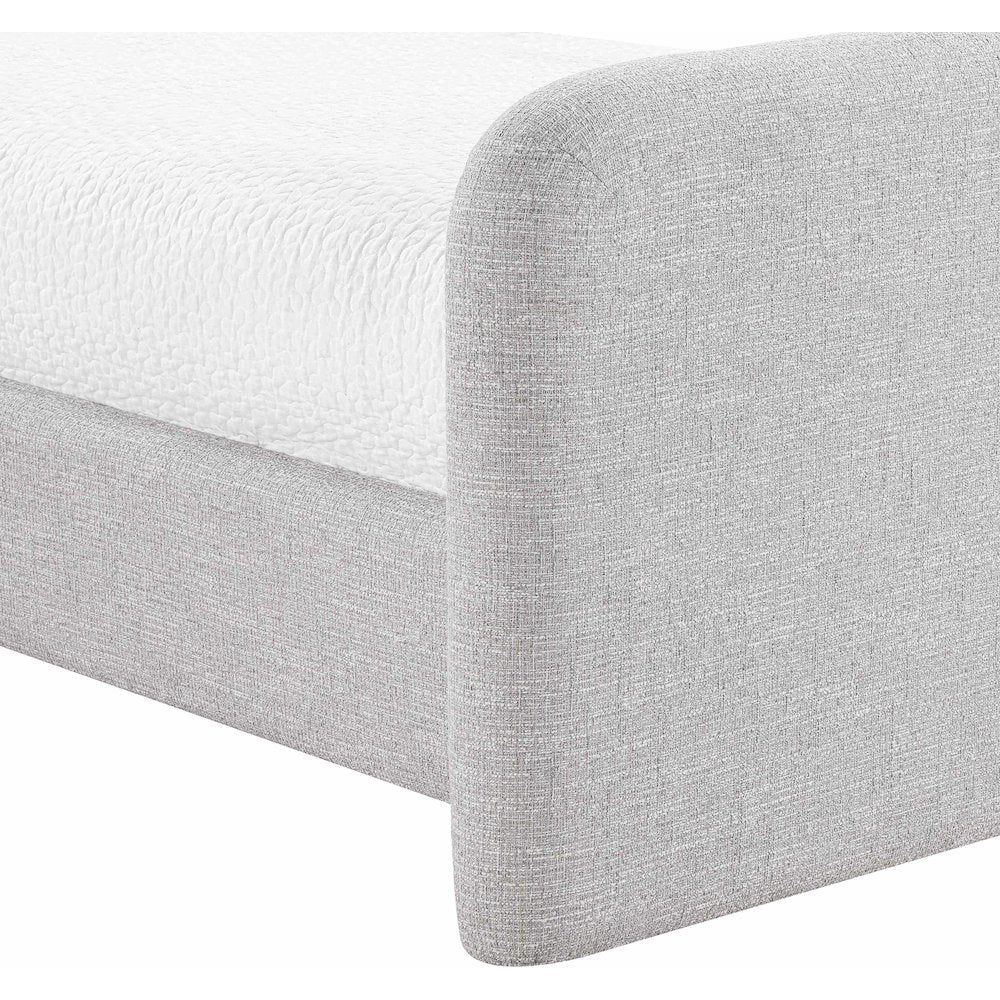 Fira Grey Linen Textured Fabric Upholstered Twin Bed