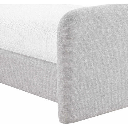 Fira Grey Linen Textured Fabric Upholstered Twin Bed