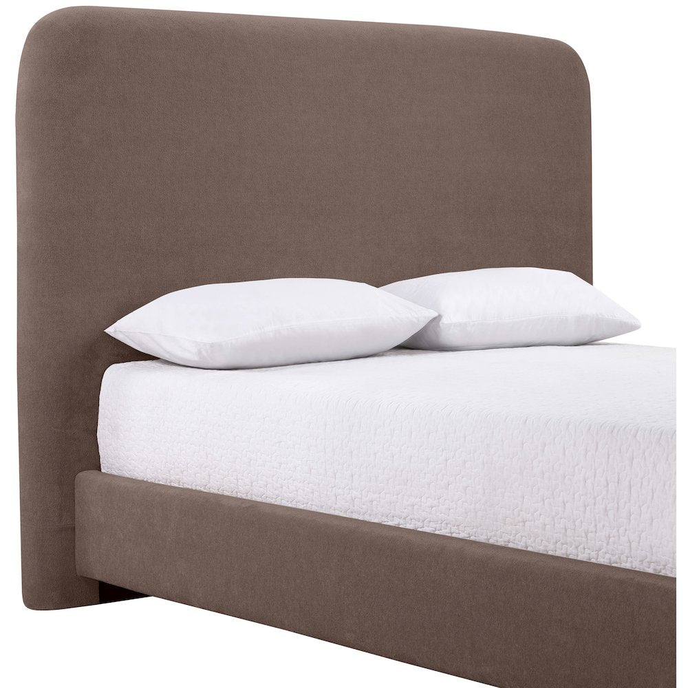 Fira Brown Chenille Fabric Upholstered Full Bed