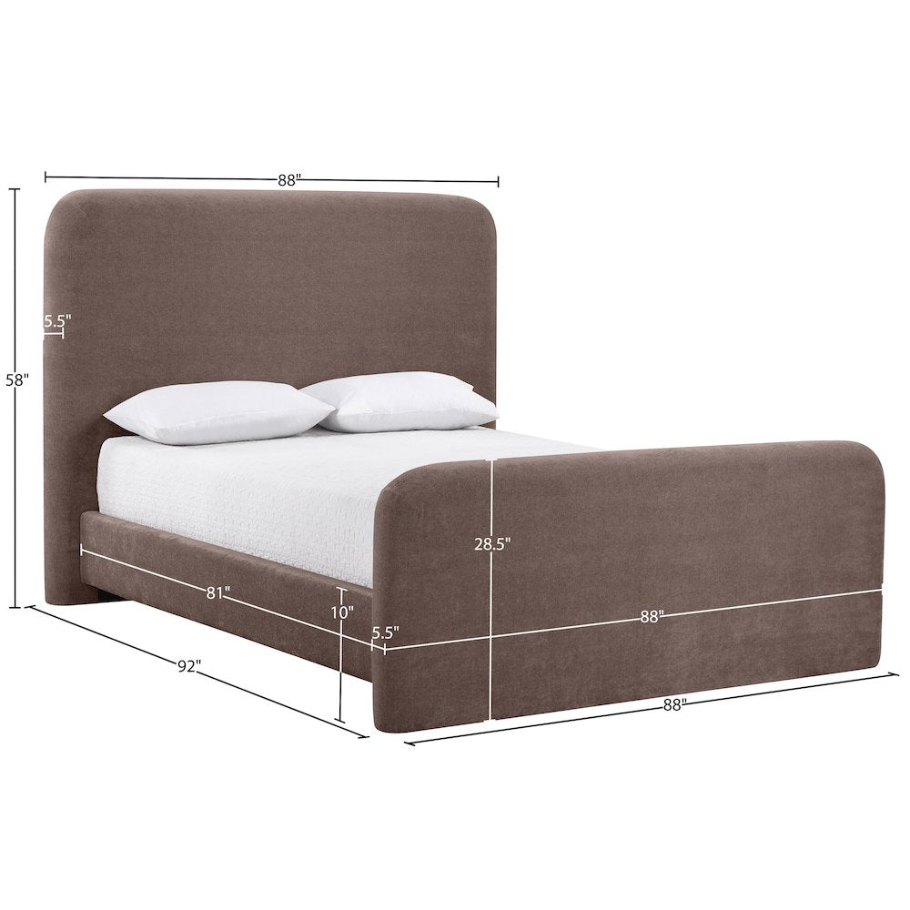 Fira Brown Chenille Fabric Upholstered King Bed