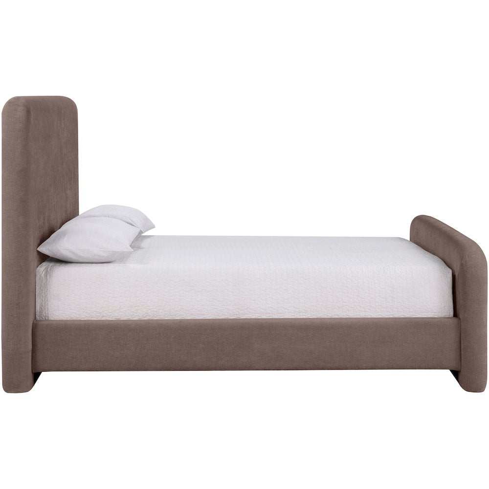 Fira Brown Chenille Fabric Upholstered King Bed