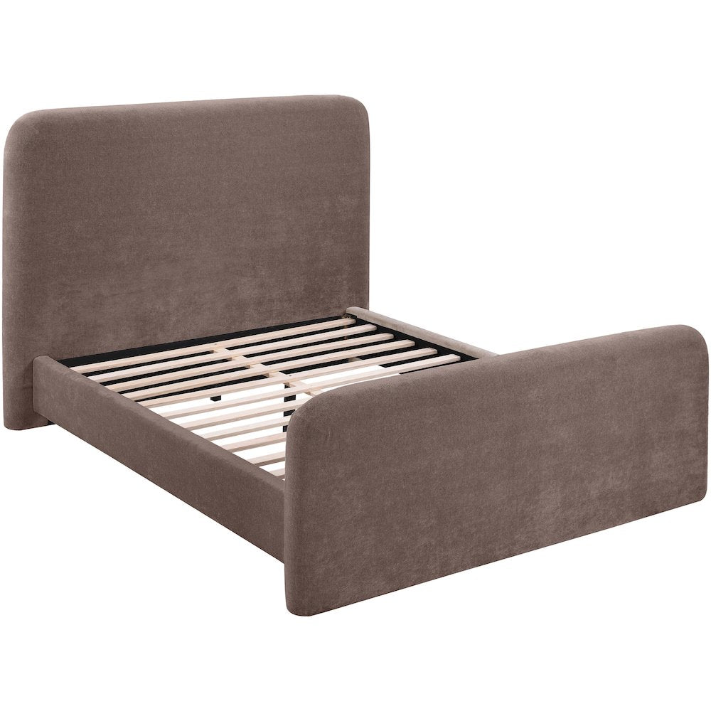 Fira Brown Chenille Fabric Upholstered King Bed