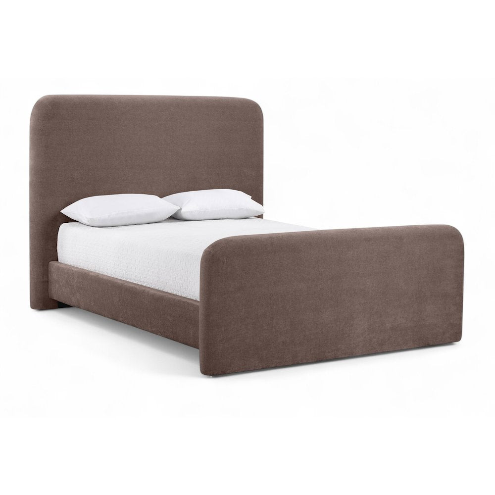 Fira Brown Chenille Fabric Upholstered Queen Bed