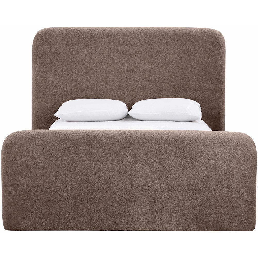 Fira Brown Chenille Fabric Upholstered Queen Bed