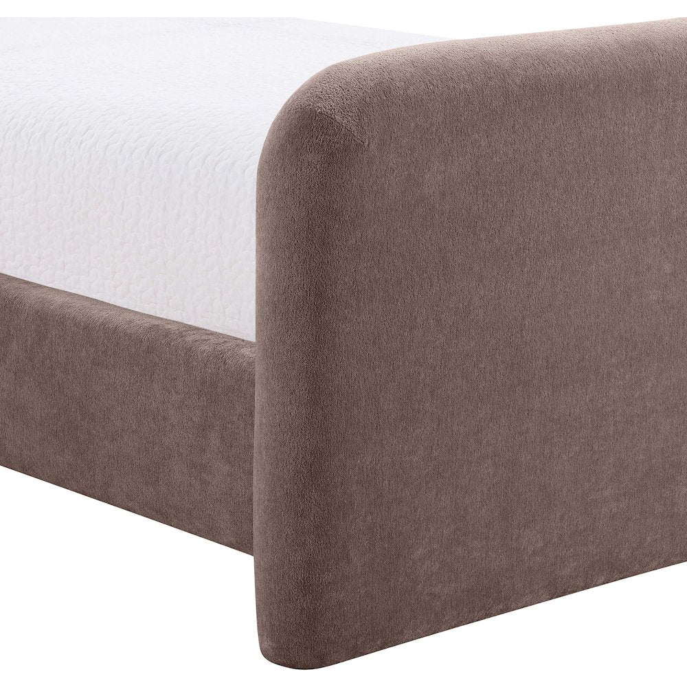 Fira Brown Chenille Fabric Upholstered Queen Bed