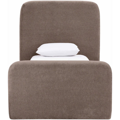 Fira Brown Chenille Fabric Upholstered Twin Bed