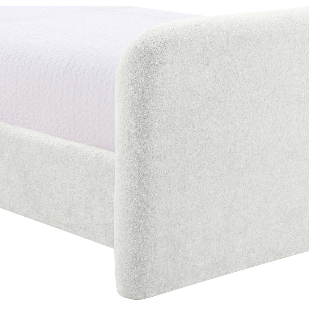 Fira Cream Chenille Fabric Upholstered Full Bed