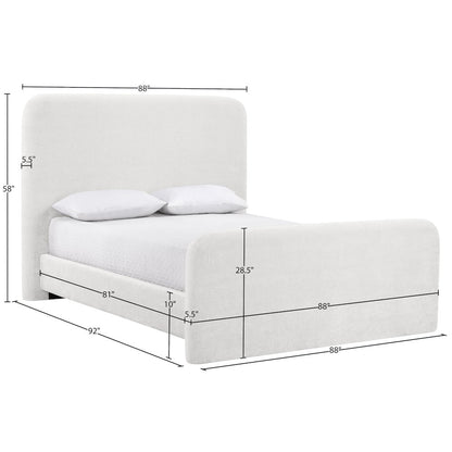 Fira Cream Chenille Fabric Upholstered King Bed