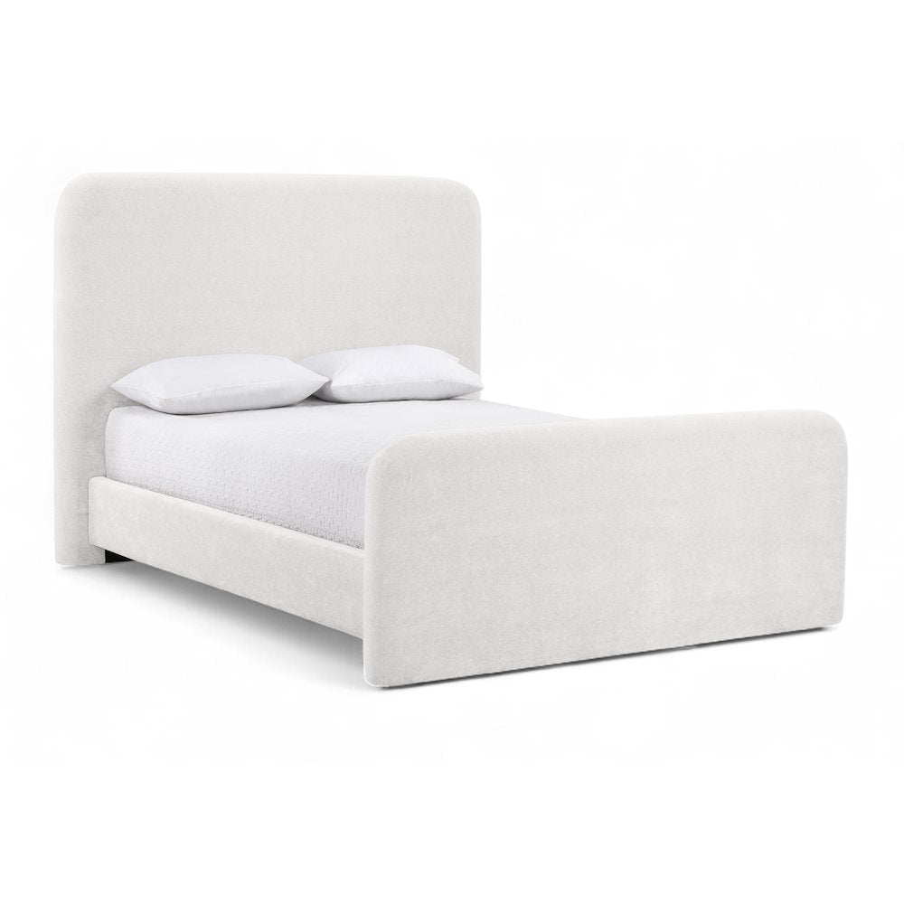 Fira Cream Chenille Fabric Upholstered King Bed