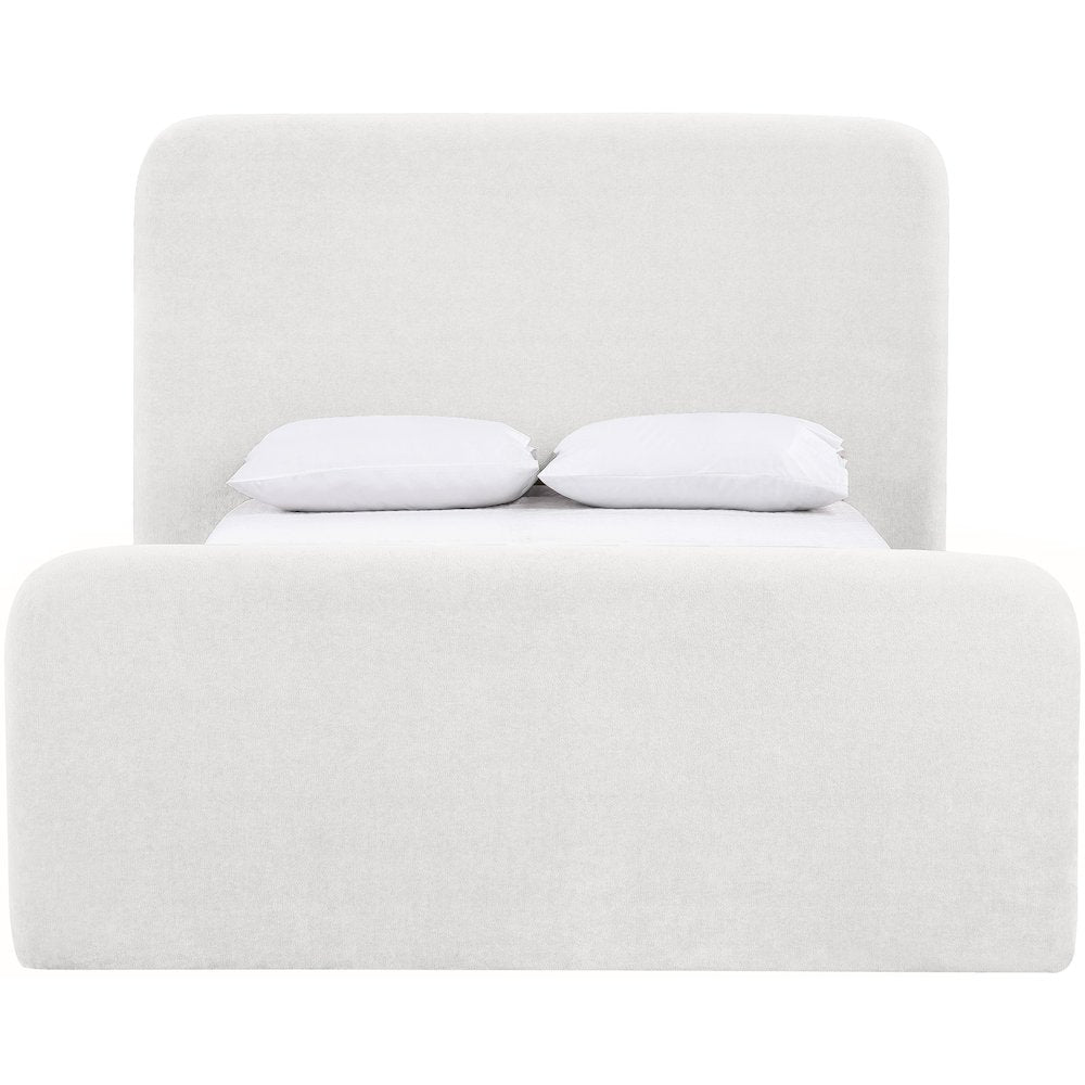 Fira Cream Chenille Fabric Upholstered King Bed