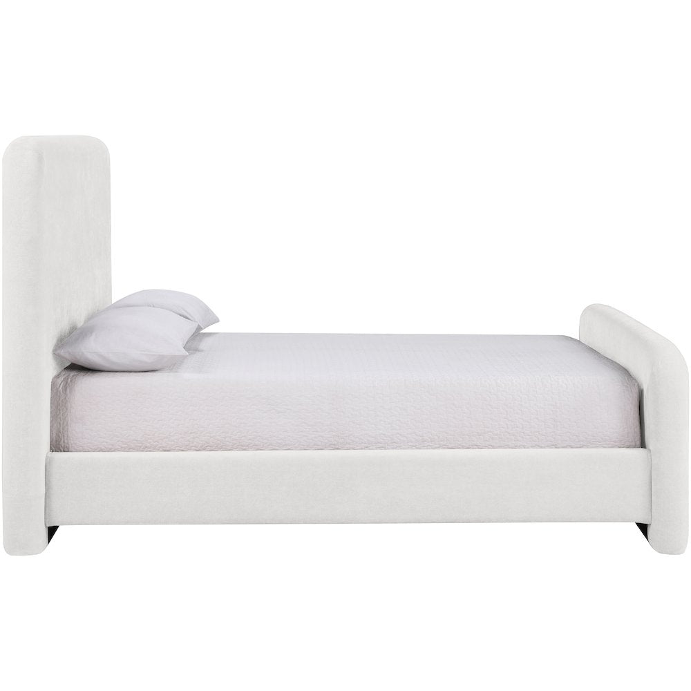 Fira Cream Chenille Fabric Upholstered King Bed