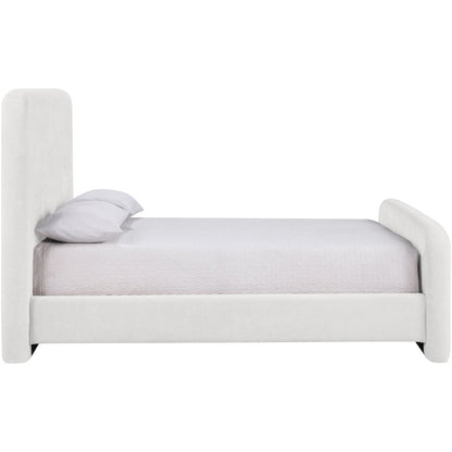 Fira Cream Chenille Fabric Upholstered King Bed