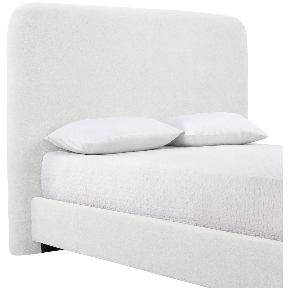 Fira Cream Chenille Fabric Upholstered King Bed