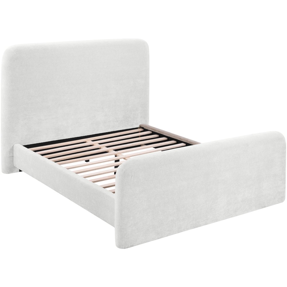Fira Cream Chenille Fabric Upholstered King Bed