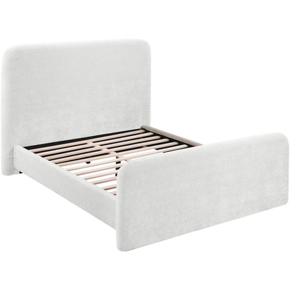 Fira Cream Chenille Fabric Upholstered King Bed