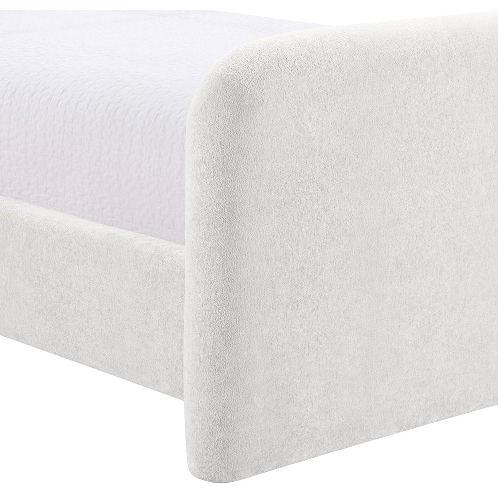 Fira Cream Chenille Fabric Upholstered King Bed