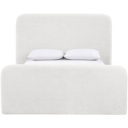 Fira Cream Chenille Fabric Upholstered Queen Bed