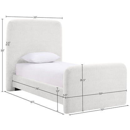Fira Cream Chenille Fabric Upholstered Twin Bed