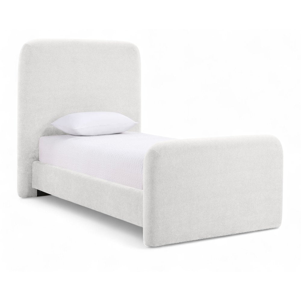 Fira Cream Chenille Fabric Upholstered Twin Bed