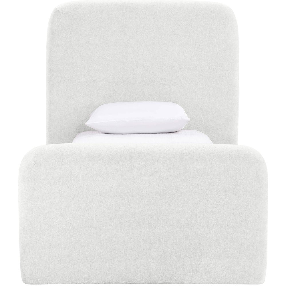 Fira Cream Chenille Fabric Upholstered Twin Bed