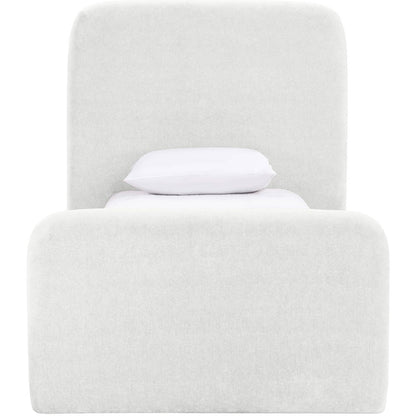 Fira Cream Chenille Fabric Upholstered Twin Bed