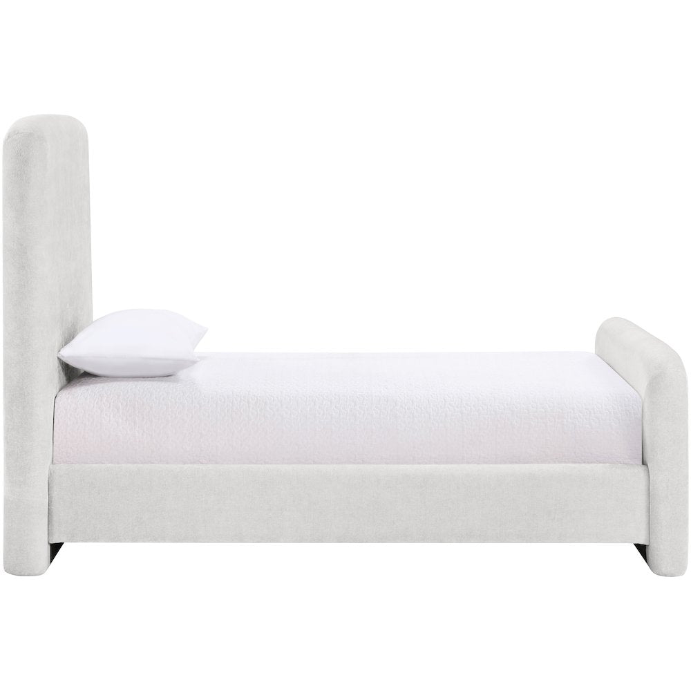 Fira Cream Chenille Fabric Upholstered Twin Bed