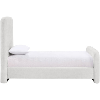 Fira Cream Chenille Fabric Upholstered Twin Bed