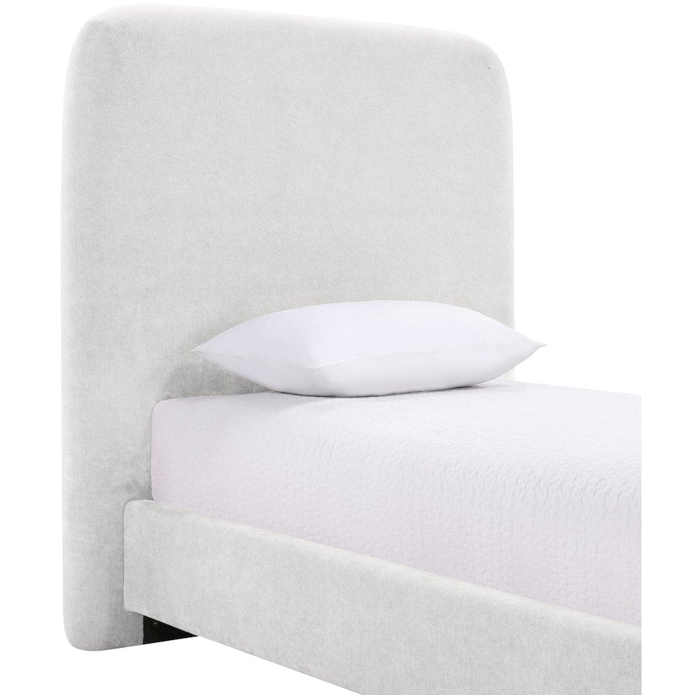 Fira Cream Chenille Fabric Upholstered Twin Bed