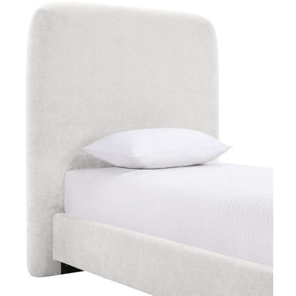 Fira Cream Chenille Fabric Upholstered Twin Bed