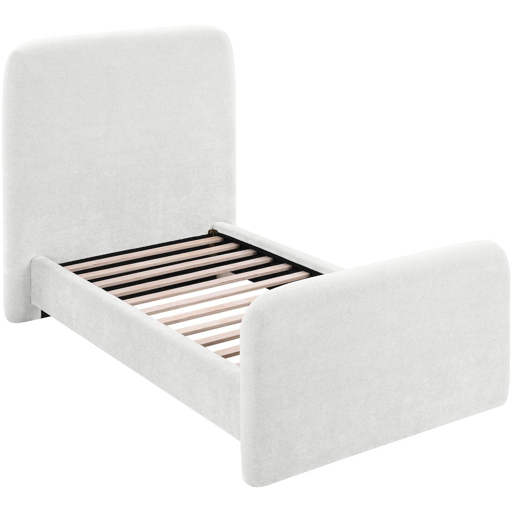 Fira Cream Chenille Fabric Upholstered Twin Bed