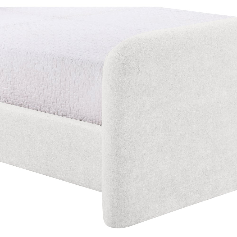 Fira Cream Chenille Fabric Upholstered Twin Bed