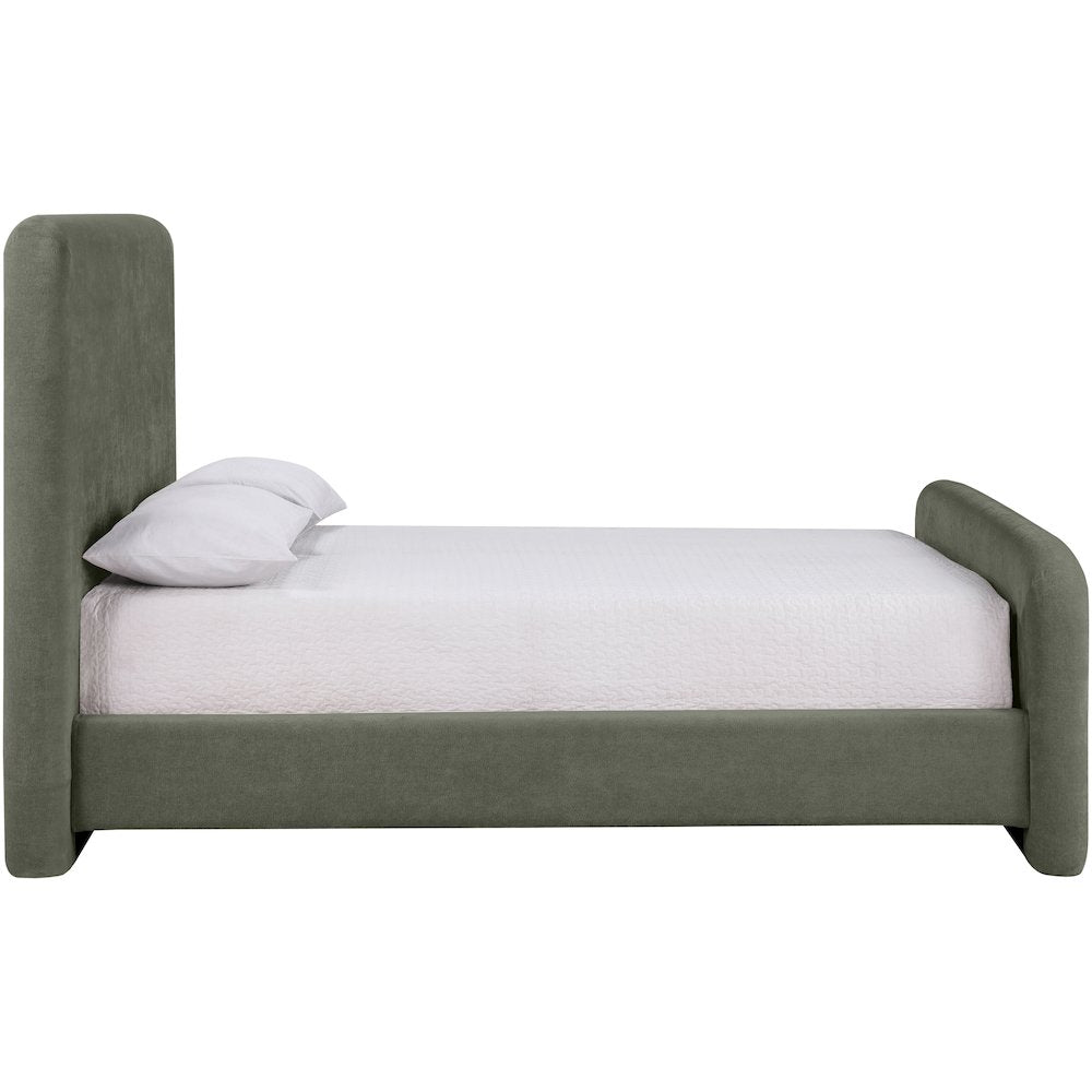 Fira Green Chenille Fabric Upholstered King Bed