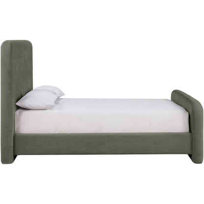 Fira Green Chenille Fabric Upholstered King Bed