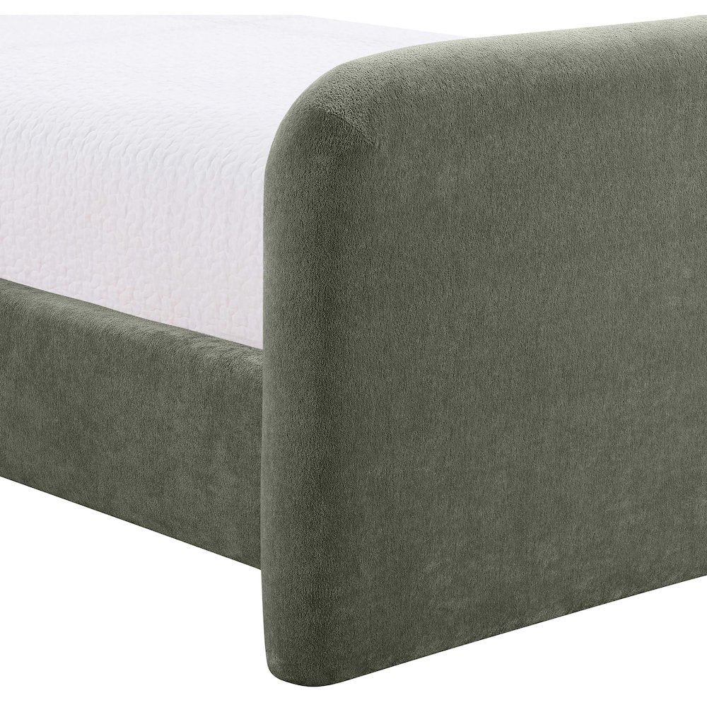 Fira Green Chenille Fabric Upholstered King Bed