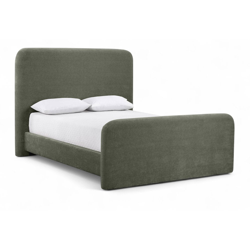 Fira Green Chenille Fabric Upholstered Queen Bed