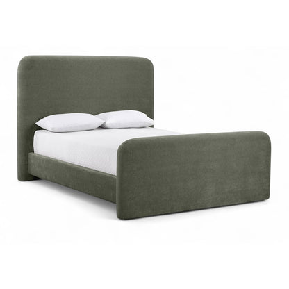 Fira Green Chenille Fabric Upholstered Queen Bed