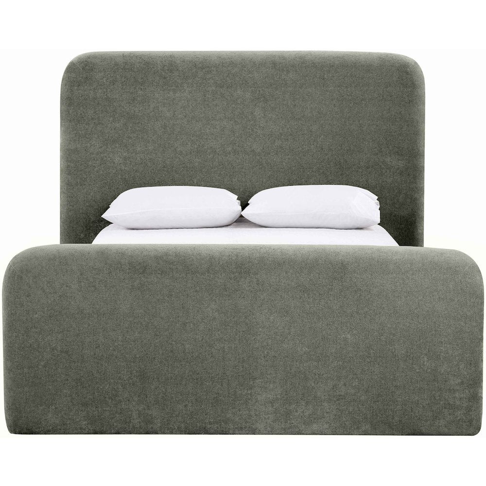 Fira Green Chenille Fabric Upholstered Queen Bed