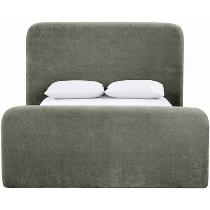 Fira Green Chenille Fabric Upholstered Queen Bed