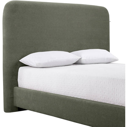 Fira Green Chenille Fabric Upholstered Queen Bed