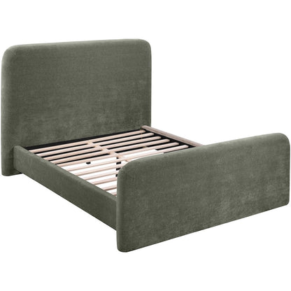 Fira Green Chenille Fabric Upholstered Queen Bed