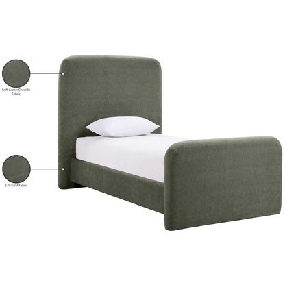 Fira Green Chenille Fabric Upholstered Twin Bed