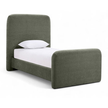 Fira Green Chenille Fabric Upholstered Twin Bed