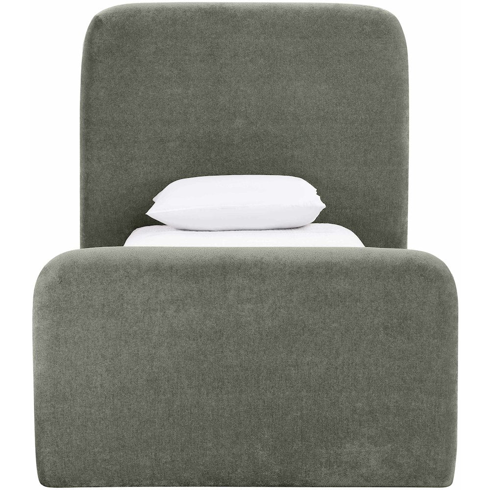 Fira Green Chenille Fabric Upholstered Twin Bed